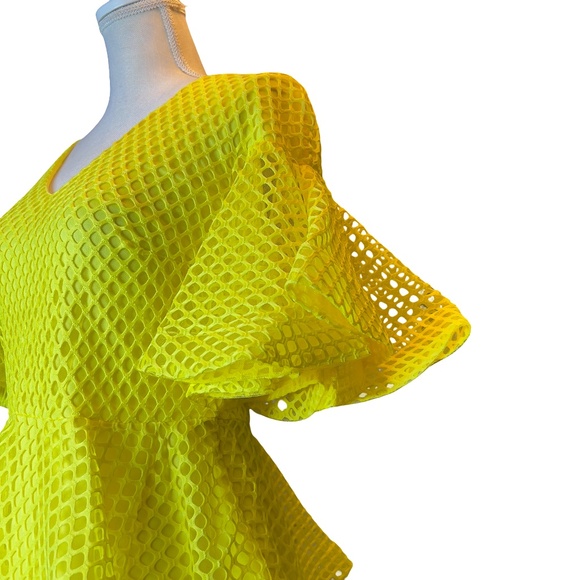 #A292 FT INC BOLD GLAMOUR FEMININE CHIC YELLOW MESH 2PC SKIRT SET NWT M - Picture 6 of 11